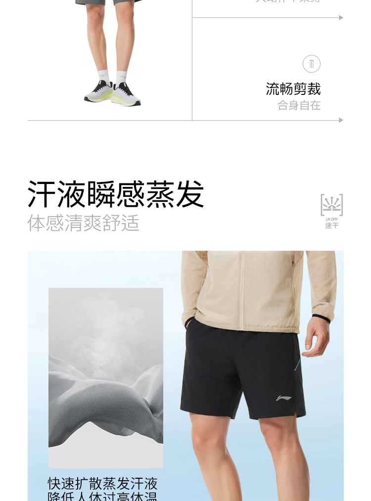 Li-Ning Premium Men's Fast Dry Running & Training Shorts